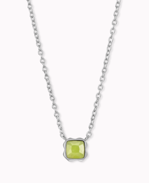 Coeur de Lion Silver Necklace Green Jade - August